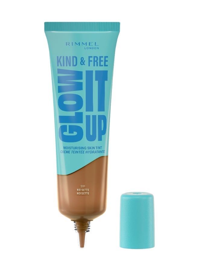 RIMMEL LONDON Kind And Free Glow It Up Moisturising Skin Tint - 501 - Noisette, 30Ml & Kind & Free All-Day Hydrating Liquid Concealer – 050 –Rich Bundle - Image 2